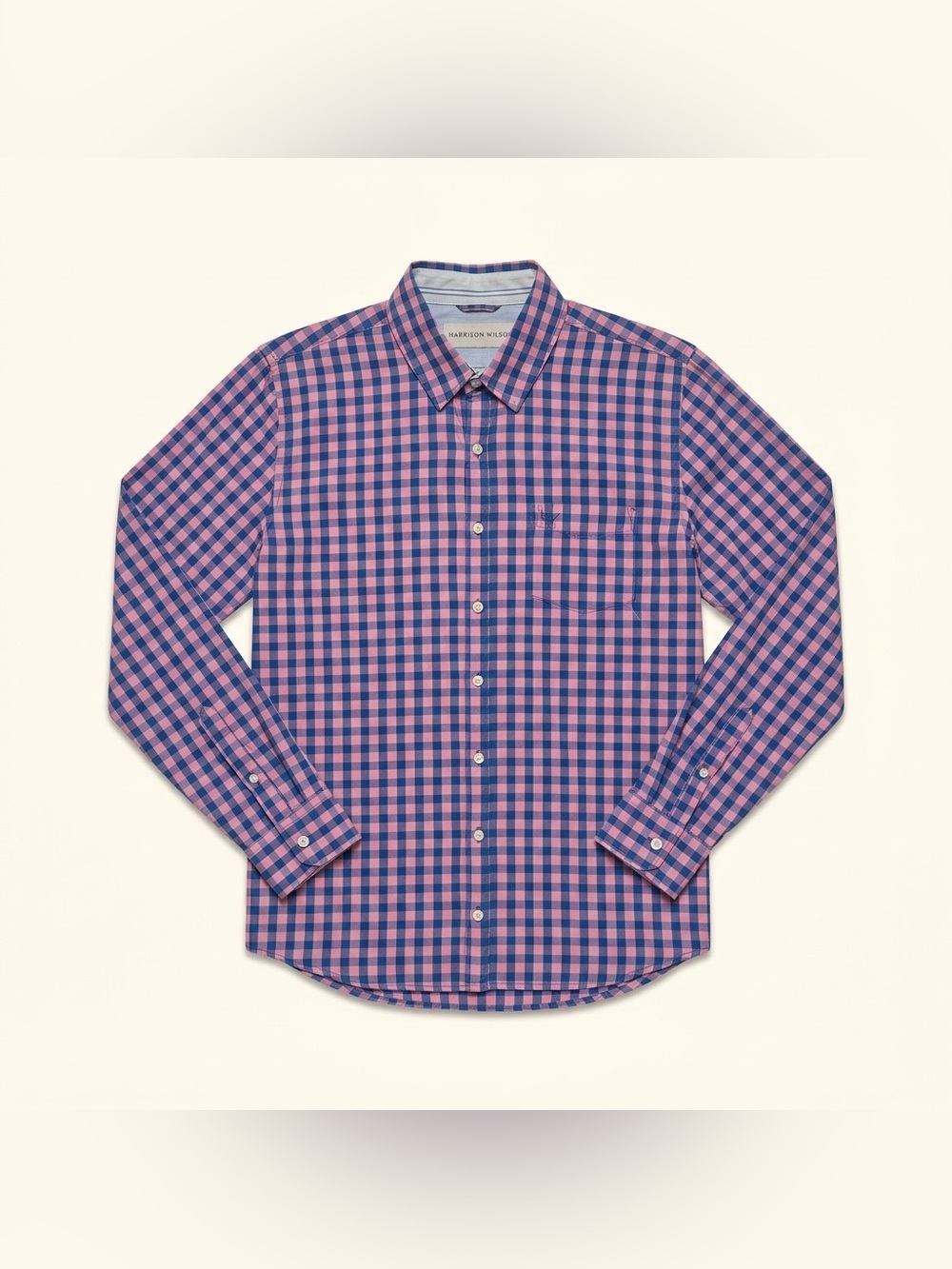 Harris Wilson Men's pink Blue gingham Check Button-Down Shirt XL English EUC